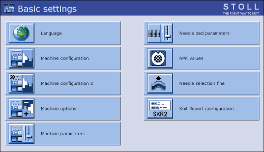 Basic settings window