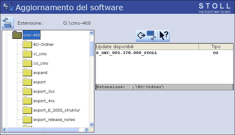 Finestra Aggiornamento del software