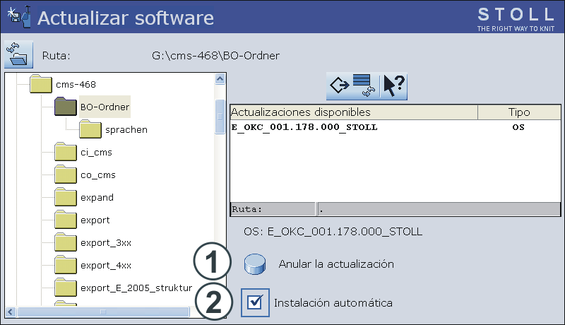 Ventana ampliada Actualizar software