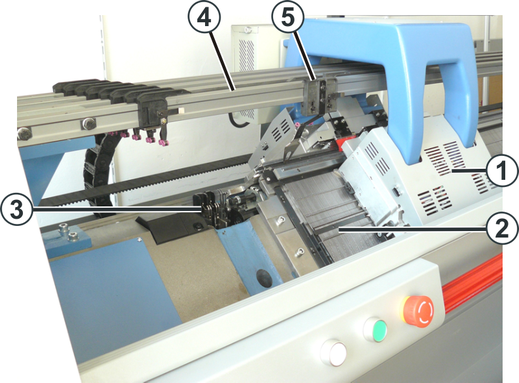 Exibição do interior da máquina de tricotar