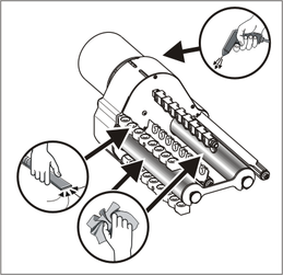 Cleaning the friction feed wheel