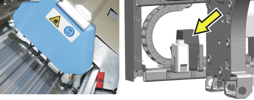 Central lubrication on carriage, on the right: Oil supply