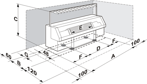 Machine dimensions (in cm)