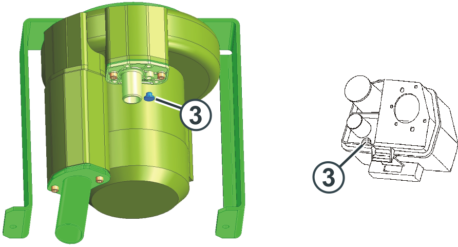 Anpassen der Flusenentsorgung (links: ab Baumuster 001, rechts: Baumuster 000)