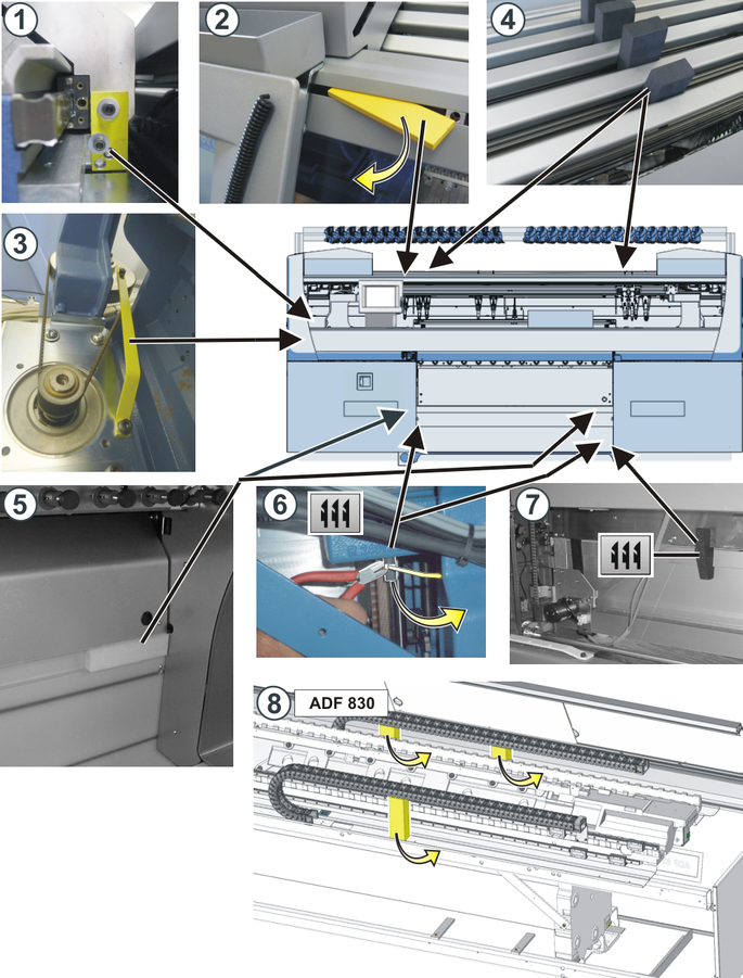 Fixing spots for transport locks